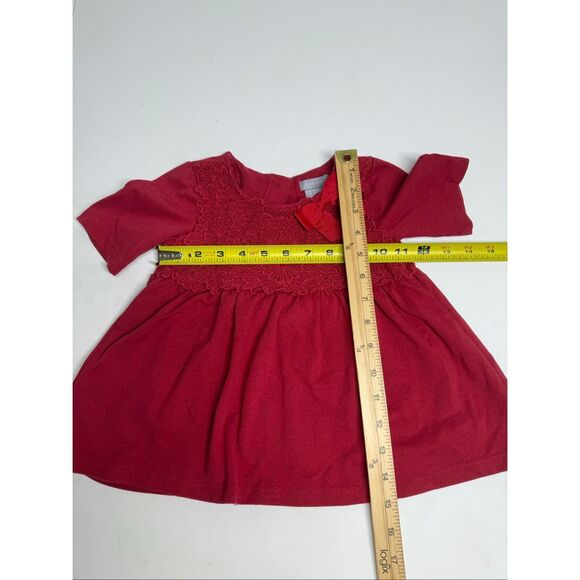 Tahari Baby RedDress Holiday Formal Classic Bow Cotton Blend Sz XS(4) Lace Trim - Picture 3 of 7
